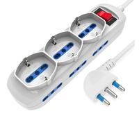 Techly 622335 Toma múltiple de 6 tomas 10/16 A bipaso y 3 10/16 A bipaso Schuko con interruptor blanco