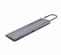 Techly 623684 Docking Station 12 en 1 USB-C Hub VGA HDMI DP RJ45 con lector Micro SD/SD Gris