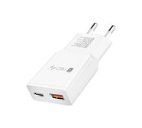 TECHLY 624018 Cargador Fuente de Alimentación USB-C 30W y USB-A QC para Pared Blanco