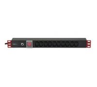 Techly I-CASE STRIP-10C Regleta de alimentación 19" 1U, 10x Toma C13, Enchufe C14 para UPS