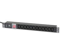 Techly I-CASE STRIP-12C accesorio de bastidor Regleta eléctrica - Accesorio de rack (Regleta eléctrica, Negro, Aluminio, 1U, 250 V, 12 salidas AC)