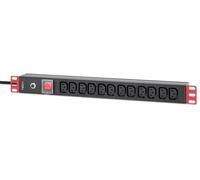 Techly I-CASE STRIP-12C accesorio de bastidor Regleta eléctrica - Accesorio de rack (Regleta eléctrica, Negro, Aluminio, 1U, 250 V, 12 salidas AC)