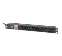 Techly I-CASE STRIP-12C Regleta de alimentación 19' 1U X12 - Tomas C13, Enchufe C20 para UPS