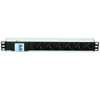 Techly I-Case STRIP-16V Unidad de distribución de energía (PDU) 1.5U Aluminio, Negro 6 Salidas AC