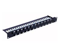 Techly I-PP 24-RU-C6ATSL Panel de parcheo 24x Keystone RJ45 Cat6a UTP, 1U, puertos en ángulo