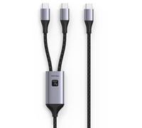 Techly ICOC MU2C-2C100W Cable de carga USB-C a 2x USB-C 100W 1,5m PD QC PPS