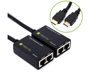 Techly IDATA EXT-E30D Extensor HDMI 1080p60Hz hasta 30m a través de cable Cat5e/6