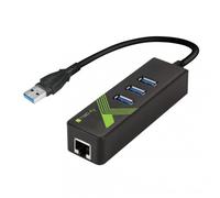 Techly IDATA USB-ETGIGA-3U2 nodo - Concentrador (USB 3.0 (3.1 Gen 1) Type-A, RJ-45,USB 3.0 (3.1 Gen 1) Type-A, 5000 Mbit/s, Gigabit Ethernet, Negro, Negro)