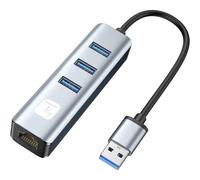 Techly IDATA USB-ETGIGA3AA Tarjeta de red/Adaptador USB 3.0 a RJ45 Gigabit, hub 3x USB-A