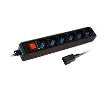 Techly IUPS-PCP-6V - Regleta de 6 enchufes con Conector VDE, Color Negro
