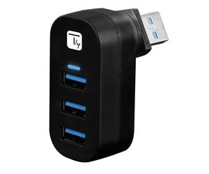 Techly IUSB3-HUB3-ROTB Hub USB 3.0 de 3 puertos con conector USB-A giratorio