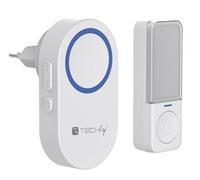 Techly Kit de timbre inalámbrico de hasta 180 m con botón IP56, sin pilas, color blanco, 620560