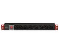 TECHLY Professional 025725 - Regleta de 8 plazas de Rack de 19" con Interruptor Conector C14 1U Negro/Rojo