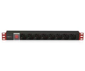 TECHLY Professional 025725 - Regleta de 8 plazas de Rack de 19" con Interruptor Conector C14 1U Negro/Rojo