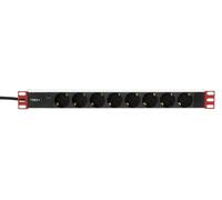 Techly Professional 106916 - Regleta para Rack, 19 Pulgadas, 8 Salidas, Enchufe Schuko, Color Negro y Plateado