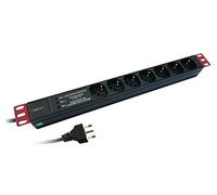 Techly Professional 109603 - Regleta de 7 enchufes con filtro de protección de 3 LED negro