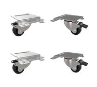 Techly Professional 364934 - Kit de 4 ruedas de 4 puntos de fijación para armarios servidores Serie EV Silver