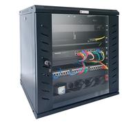 TECHLY PROFESSIONAL 367485 - Armario en Rack de 19 Pulgadas a Pared, Estanterias Almacenaje, 12 Unidades, P.600 mm, Paquete Plano, Negro