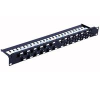 TECHLY Professional 367836 - Panel de parches UTP de 24 plazas, RJ45, Cat.6A, salida inclinada, 1U, negro
