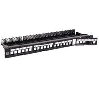 Techly Professional 368567 Panel de parche modular de 24 plazas UTP con módulos extraíbles, 1 unidad, negro y negro