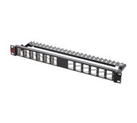 Techly Professional 624599 Panel de parche de distribución FTP 1U 24 puertos RJ45 salida inclinada negro
