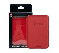 TECHMADE AC Milan Tarjetero compatible MagSafe para iPhone, anillo adaptador incluido - Espacio para 3 tarjetas o efectivo, sistema de extracción rápida - Bloqueo RFID, de piel ecológica vegana, rojo