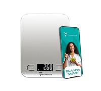 Techmade - Báscula de Cocina Digital | Precisión hasta 5000g | Calculadora Nutricional con App | Función Tara | Acero Inoxidable, Silvet