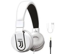 TECHMADE Juventus Football - Auriculares con micrófono Incluido | ON-Ear | con Cable AUX | Blanco/Negro | con Adaptador USB C