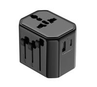 Technaxx Adaptador de Viaje TX-358 - Adaptador Universal para EE.UU., Reino Unido, Australia y UE, con USB-A y USB-C (12W), 100-250V / 10A, hasta 2500W, diseño Compacto con Interruptor de Seguridad