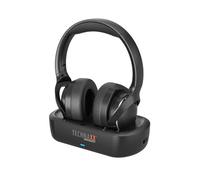 Technaxx Auriculares inalámbricos para TV con base de carga, auriculares Bluetooth 5.4 con micrófono, batería de 30 horas, entrada USB-C, óptica y AUX, ideal para personas mayores, TV y música, TX-350