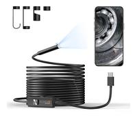 Technaxx Cámara Endoscópica USB-C TX-386 - Cámara de Inspección con Luz, Cable Semirrígido de 5m, 8 LED Ajustables, IP67, HD para Smartphones Android & iOS