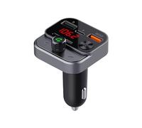 Technaxx FMT1700BT, transmisor FM Adaptador Bluetooth 5.3 para Coche con Carga USB-C y USB-A, Refuerzo de Graves Profundos, Llamadas con Manos Libres, reproducción USB (64GB), Pantalla de Voltaje