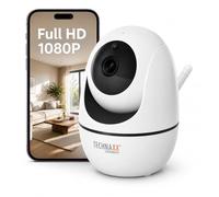 Technaxx FullHD WiFi Cámara de Seguridad inalámbrica giratoria para Interiores TX-146 - Seguimiento de Movimiento, Función de Alarma, LED IR, Visión Nocturna, Micrófono Incorporado