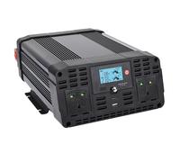 Technaxx - Inversor de Corriente para Coche de Onda sinusoidal Pura TE22 - 2000 W/4000 W Pico - Convertidor de 12 V a 230 V con LCD, 2 enchufes del Reino Unido, USB-A QC 3.0 y USB-C - Certificado TÜV