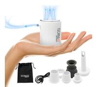 Technaxx TX-261 Bomba de Aire Mini de Batería con Batería Recargable de 1360 mAh para Inflar Colchones de Aire, Camas Inflables, Almohadas, Aros de Natación y Juguetes-5 Boquillas, Cable de Carga