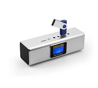Musicman Altavoz portátil con pantalla MA Sonido estéreo Radio FM incorporada Soporte de tarjetas USB TF y MicroSD Estación de sonido móvil (plata)