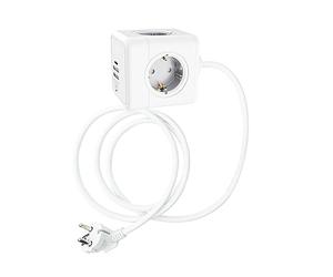 Technaxx Power Cube USB TX-195 - Enchufe Múltiple en Cubo con 4× Tomas 230V, 2× USB-A & 1× USB-C - Regleta Compacta con Protección Infantil, Soporte Twist-Lock & Adhesivo, Ideal para Hogar & Oficina
