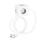 Technaxx Powercube - Enchufe de Pared USB TX-195 con Seguridad para niños, 2 USB A, 1 USB C, 4 enchufes de 230 V y Cable de 1,4 m, Ideal para casa y Oficina