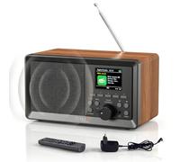 Technaxx Radio Dab Retro con Bluetooth y FM - Radio Digital con Altavoz de 5W, Pantalla TFT a Color de 2,4”, USB y Entrada AUX, Despertador, Mando a Distancia, Diseño en Madera - TX-364