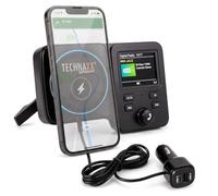 Technaxx Transmisor Dab+ FM, 15W, USB-C, Bluetooth 5.3 FMT1800 | Transmisor DAB+ FM con carga inalámbrica de 15 W, Bluetooth 5.3, pantalla TFT a color, USB-C, USB-A y función manos libres