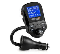 Technaxx Transmisor FM Dab+ con Bluetooth y Manos Libres FMT1500BT | DAB+ vía FM, Bluetooth 4.2, 2 puertos USB, entrada AUX, MicroSD, pantalla grande y micrófono integrado