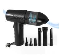 Technaxx TX-294, aspirador inalámbrico de mano con plumero de aire comprimido, aspirador eléctrico recargable de 68W - ajuste de potencia en 3 pasos, luz LED y 5 accesorios para coche, ordenador, etc.