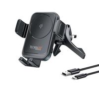 Technaxx TX-322, Cargador inalámbrico de Coche de 15W y Soporte para teléfono con Montaje de Carga rápida Qi en la Rejilla de ventilación: sujeción automática, rotación de 360°