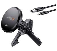 Technaxx TX-323, Cargador magnético para Coche de 15 W, Cargador de Coche con Soporte Qi2, Soporte para teléfono con un Anillo metálico para Rejilla de ventilación - Carga inalámbrica rápida