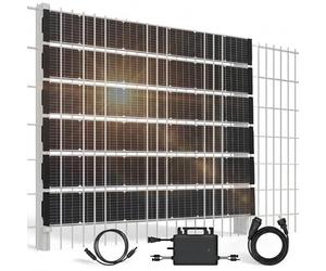 Technaxx TX-356 Valla solar bifacial 480W - Kit completo con 6x 80W paneles solares PERC monocristalinos, inversor 800W & cable Schuko - Privacidad & energía solar - Eficiencia 17,5%