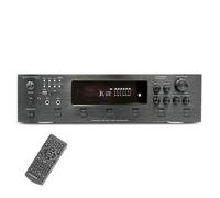 Technical Pro Amplificador híbrido Bluetooth Digital de 6000 vatios de 6 Zonas con Altavoz USB, Salida de Tarjeta SD, 2 entradas de micrófono, Controles de Graves y Agudos, Ventilador de Velocidad de