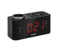 TechniSat DIGICLOCK 3 - Radio despertador con proyector FM -proyector giratorio 180°, dos horarios de alarma, función de repetición, pantalla LCD ajustable, respaldo opcional de batería, negro
