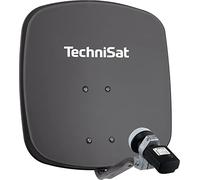 TechniSat DIGIDISH 45 - Antena parabólica para 1 abonado (Sistema de satélite pequeño de 45 cm - Juego Completo con Soporte de Pared, buscador de satélite V/H-LNB y Montaje sobre Tubo) Gris