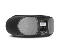 TechniSat DIGITRADIO 1990 - Boombox estéreo con Radio Dab+/FM y Reproductor de CD (transmisión de Audio Bluetooth, Conector para Auriculares, USB, Entrada AUX, función de Carga, Reloj, 2 x 1,5 W)
