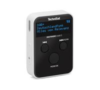 TechniSat Digitradio móvil 2: mini radio portátil DAB+/FM con batería integrada (radio de bolsillo recargable, auriculares, pantalla OLED, memoria favorita) negro/blanco